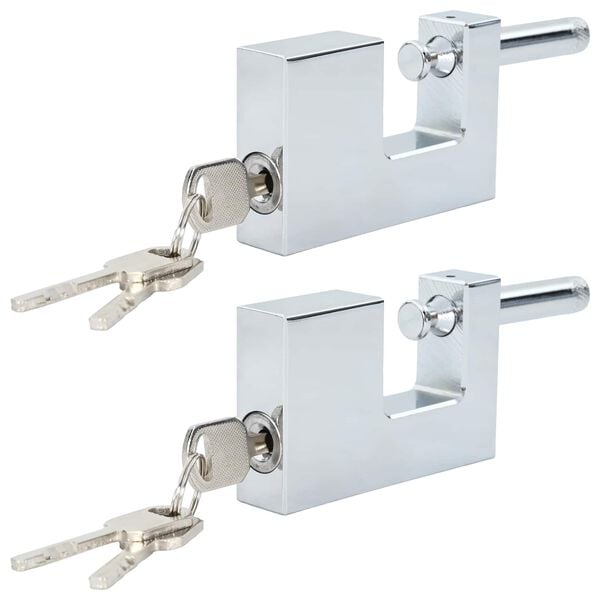 vidaXL Hangslot 2 pcs Zilver 7,8 x 2 x 5 cm IJzer