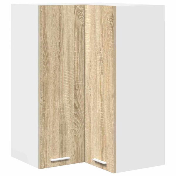 vidaXL Hangkast Sonoma Eik en Wit 57 x 57 x 80 cm Bewerkt hout
