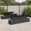 vidaXL Bankstel met kussen 7 pcs Zwart poly rattan