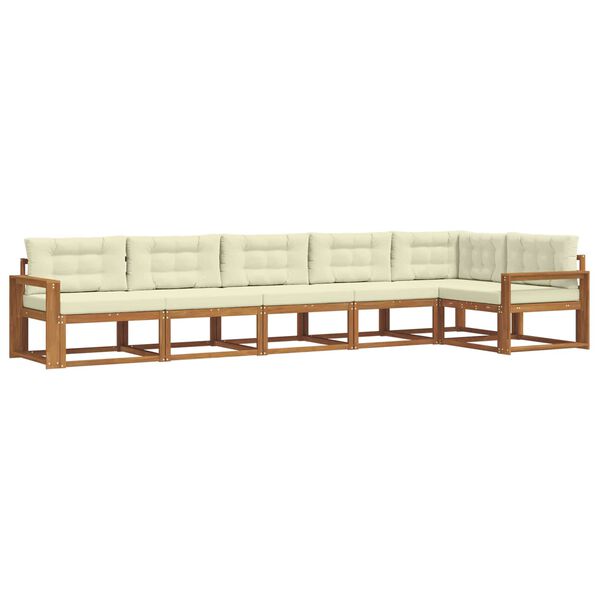 vidaXL Buiten bankenset met kussen 6 pcs Natuurlijk en Cr&egrave;me