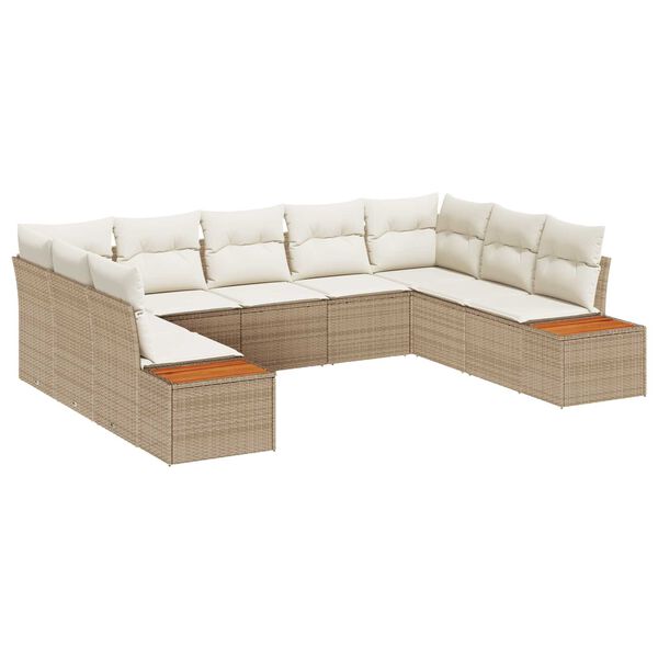 vidaXL Tuinbankenset met kussen 5 pcs Beige en Cr&egrave;me Polyrattan