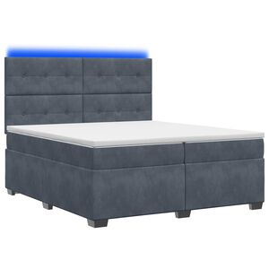 vidaXL Boxspringbed met matras Donkergrijs 200 x 200 cm Fluweel