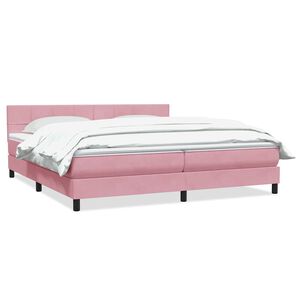 vidaXL Boxspring met matras fluweel roze 180x210 cm