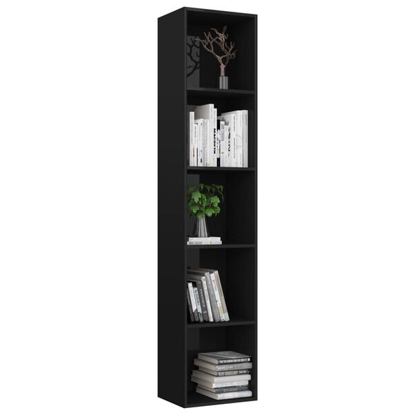 vidaXL Boekenkast 40x30x189 cm bewerkt hout hoogglans zwart