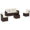 vidaXL 6-delige Loungeset met kussens poly rattan bruin