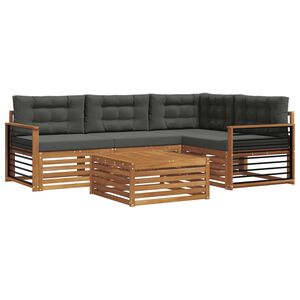 vidaXL Buiten bankenset met kussen 5 pcs Natuurlijk en Antraciet