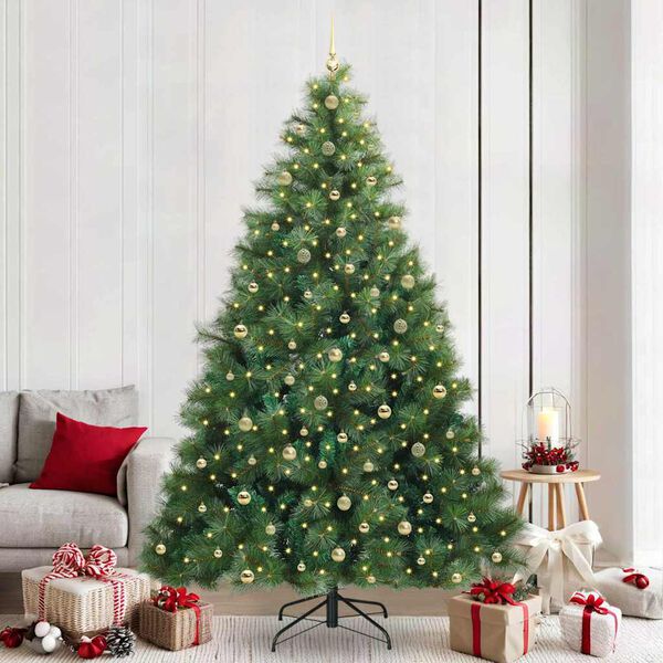 vidaXL Kunstkerstboom met 300 LED met standaard Groen 240 cm PE en PVC