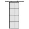 vidaXL Schuifdeur met beslagset 76x205 cm ESG glas zwart