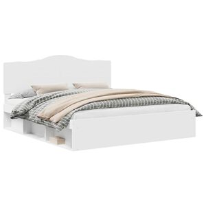 vidaXL Bedframe met hoofdeinde Wit 200 x 200 cm Massief grenenhout