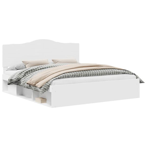 vidaXL Bedframe met hoofdeinde Wit 200 x 200 cm Massief grenenhout