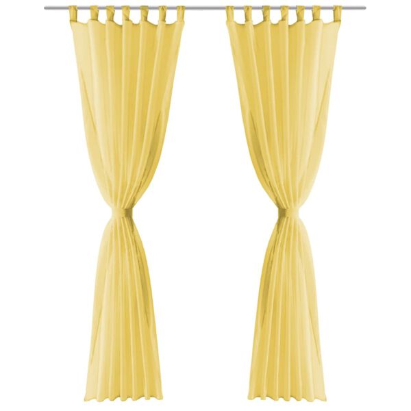vidaXL Gordijnen voile 140x175 cm geel 2 st
