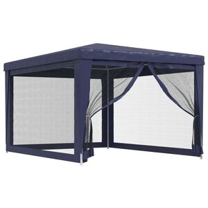 vidaXL Partytent met 4 mesh zijwanden 3x4 m HDPE blauw