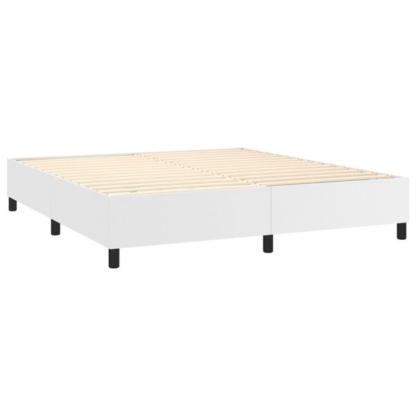 vidaXL Boxspring met matras kunstleer wit 180x200 cm