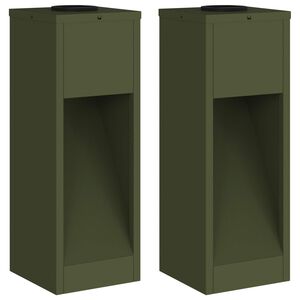 vidaXL Zonne LED Padverlichting 2 pcs Olijf Groen Koudgewalst staal