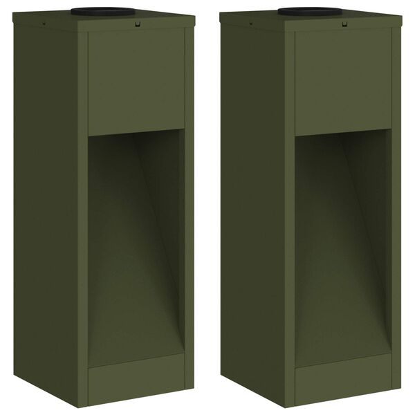 vidaXL Zonne LED Padverlichting 2 pcs Olijf Groen Koudgewalst staal