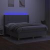 vidaXL Boxspring met matras en LED stof lichtgrijs 180x200 cm