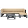 vidaXL 4-delige Loungeset pallet met kussens grijs geïmpregneerd hout