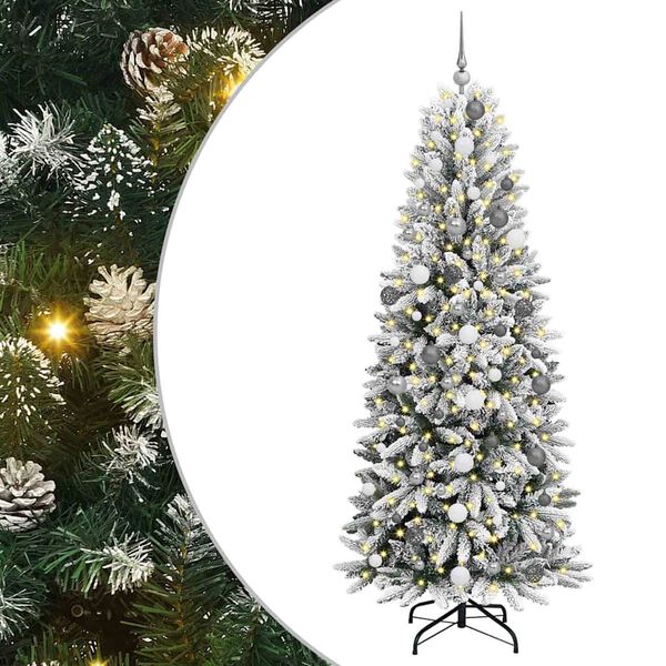 vidaXL Kunstkerstboom Wit 210 cm PVC en Plastic en Staal en PE