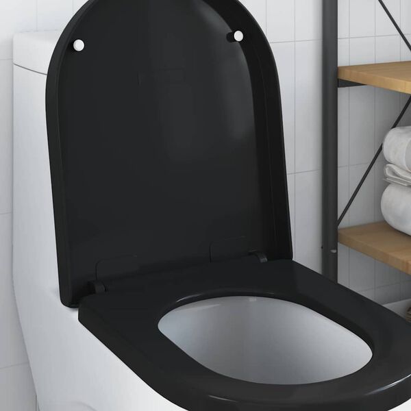 vidaXL Toiletzitting Zwart 48 x 36,5 x 4,5 cm Polypropyleen