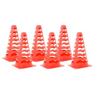 vidaXL Voetbalpionnen 6 st stapelbaar 13x13x22,5 cm oranje
