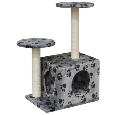 vidaXL Kattenkrabpaal 64 cm 1 huisje grijs met potenprint