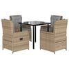vidaXL 5-delige Tuinset met kussens poly rattan beige