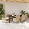 vidaXL Tuin eettafelset met kussen 7 pcs Beige poly rattan