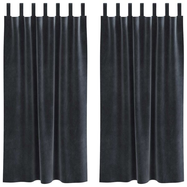 vidaXL Verduisterende gordijnen 2 pcs Donkergrijs 140 x 175 cm Fluweel