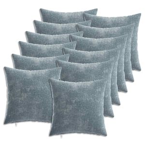 vidaXL Kussensloop 12 st HEERLEN Lichtblauw 40 x 40 cm Chenille Stof