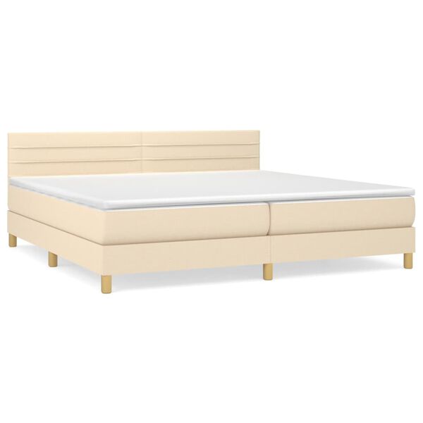 vidaXL Boxspring met matras stof cr&egrave;mekleurig 200x200 cm