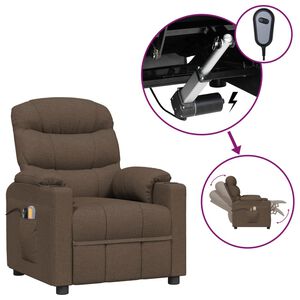 vidaXL Massagestoel elektrisch verstelbaar stof bruin