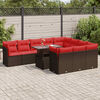 vidaXL 11-delige Loungeset met kussens poly rattan acacia bruin