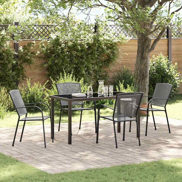 vidaXL Tuin eettafelset 5 pcs Antraciet Gepoedercoat staal