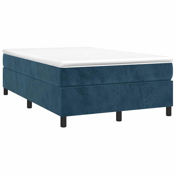 vidaXL Boxspring met matras fluweel donkerblauw 120x190 cm