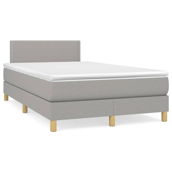 vidaXL Boxspring met matras stof lichtgrijs 120x190 cm