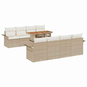 vidaXL Tuinbankenset met kussen 7 pcs Beige en Cr&egrave;me poly rattan