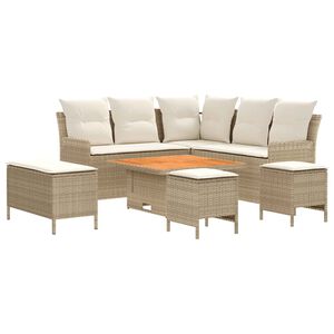 vidaXL Meubelsets 7 st Beige en Cr&egrave;me PE Rattan