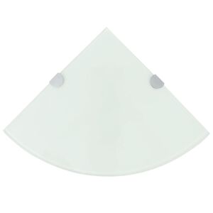 vidaXL Hoekschap met chromen dragers 25x25 cm glas wit