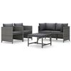 vidaXL 5-delige Loungeset met kussens poly rattan grijs