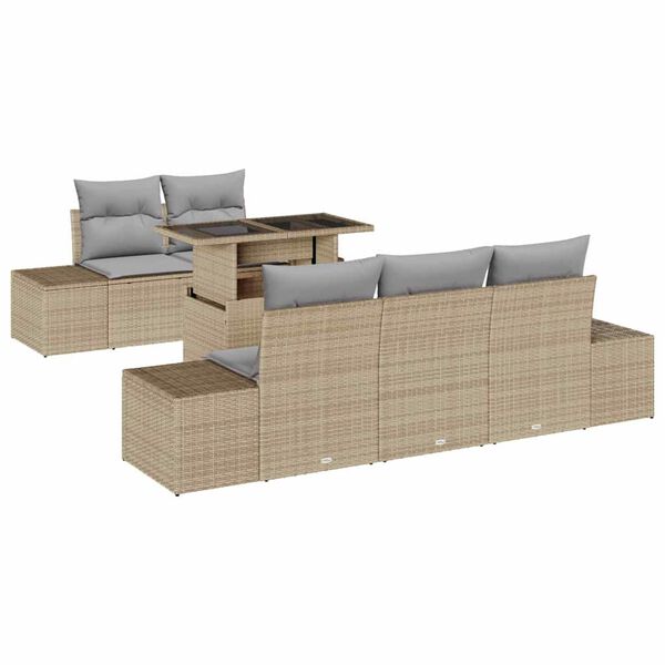 vidaXL Tuin Sofa Set met kussen met opslag 6 pcs Beige en Licht Grijs