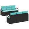 vidaXL Bankstel met kussen 7 pcs Zwart en Turquoise poly rattan