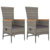 vidaXL Tuinstoelen 2 st verstelbaar met kussens poly rattan grijs