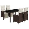 vidaXL 5-delige Bistroset met kussens poly rattan bruin