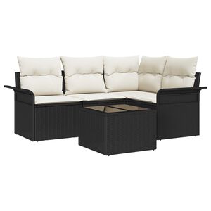vidaXL Tuin Sofa Set met opslag 5 pcs Zwart poly rattan
