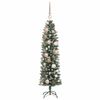 vidaXL Kunstmatige slanke kerstboom met 150 LED Groen en Wit 120 cm