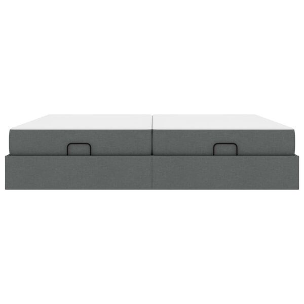 vidaXL Bedframe met matras met matras 2 pcs Dim Grijs Stof