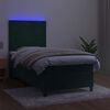 vidaXL Boxspring met matras en LED fluweel donkergroen 90x200 cm
