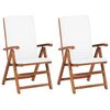vidaXL Tuinstoelen 2 st verstelbaar met kussens massief teakhout cr&egrave;me