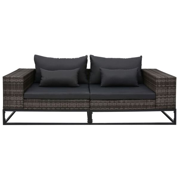 vidaXL 2-delige Loungeset met kussens poly rattan grijs