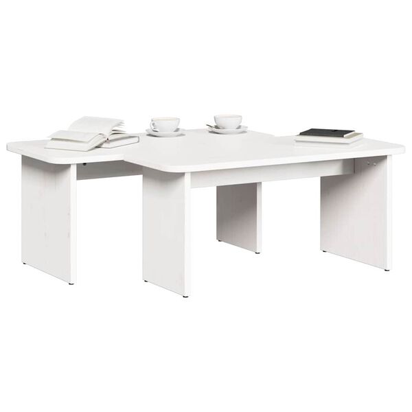 vidaXL Salontafel 2 pcs Wit Massief grenenhout